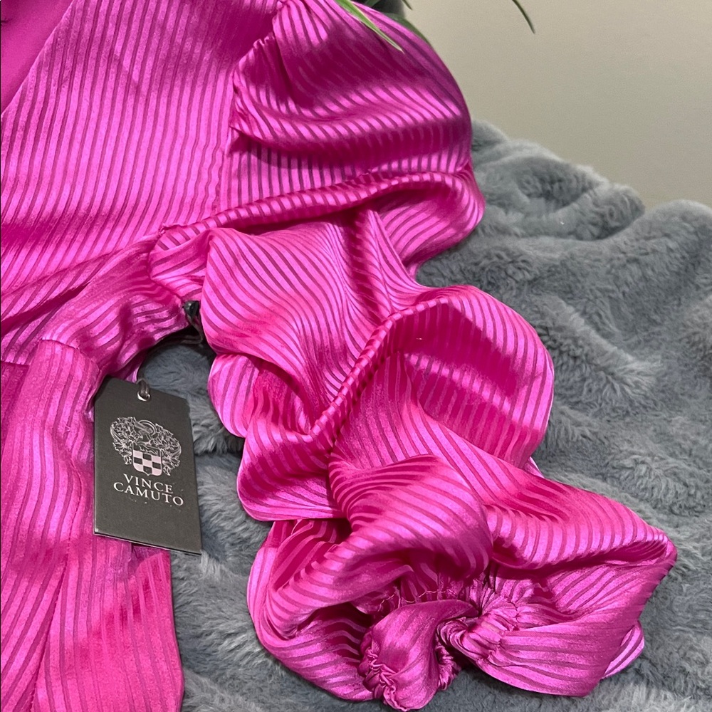Vince Camuto Vibrant Pink Blouse with Puff Sleeves - Picture 2 of 6
